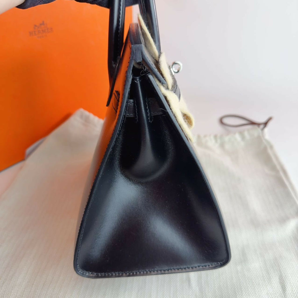 Hermes Birkin 25 black box leather Phw stamp W