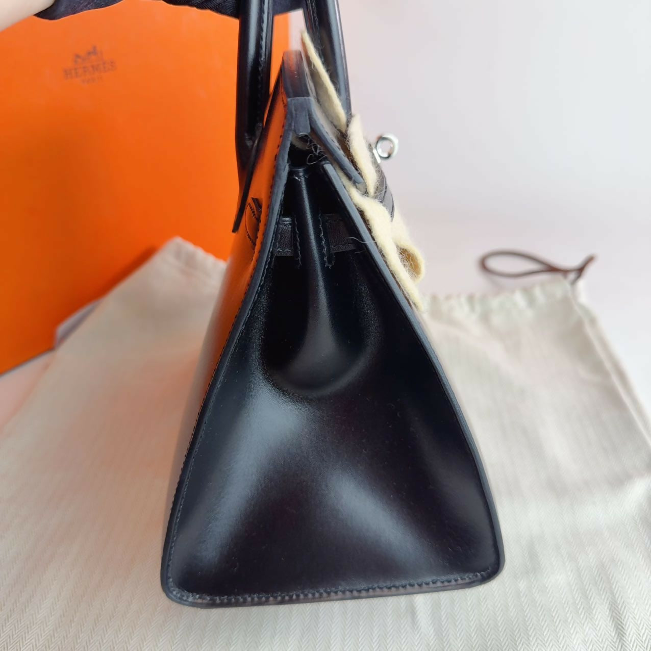 Hermes Birkin 25 black box leather Phw stamp W