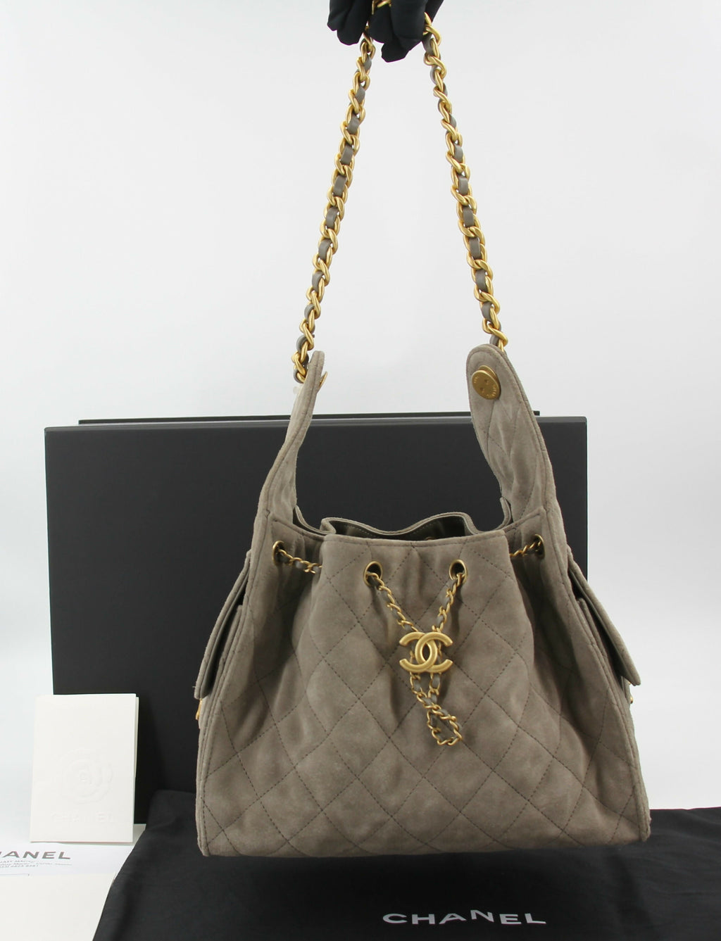 Chanel 2024 Suede & Metal Brown Hobo Bag