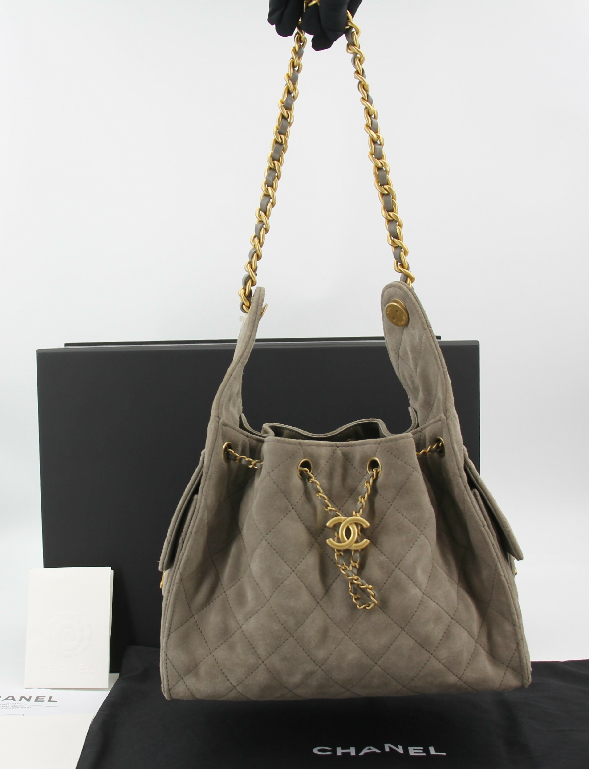 Chanel 2024 Suede & Metal Brown Hobo Bag