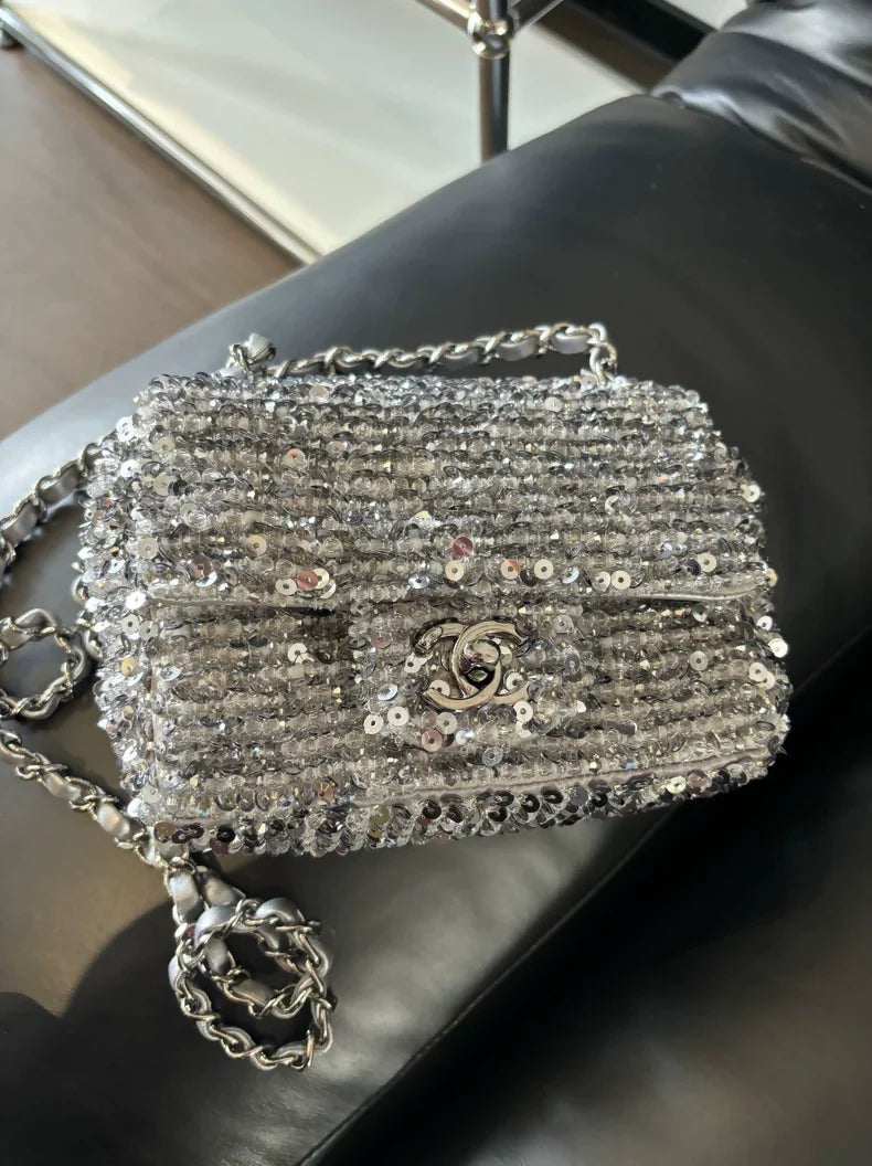 Chanel 24C square bag in glass sequins