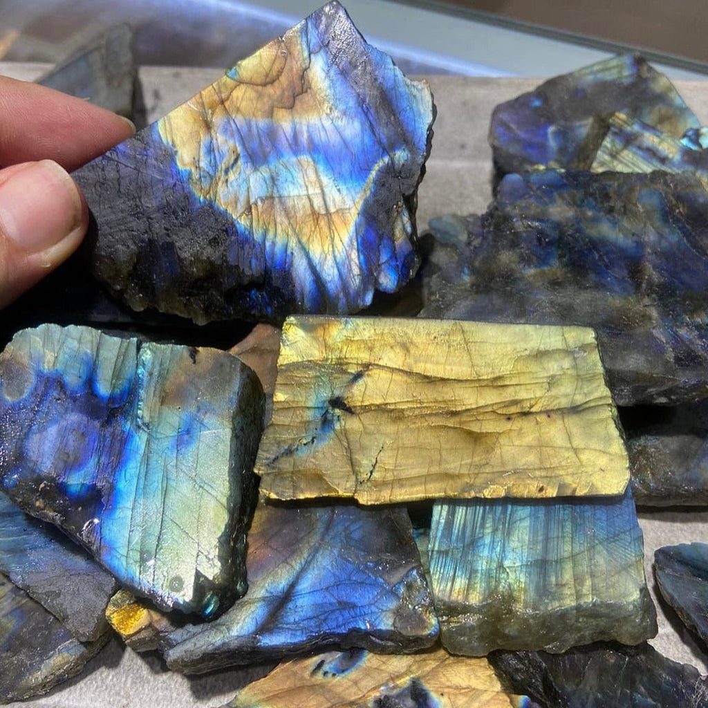 500 grams Rough Labradorite Slices | Raw Labradorite Slabs