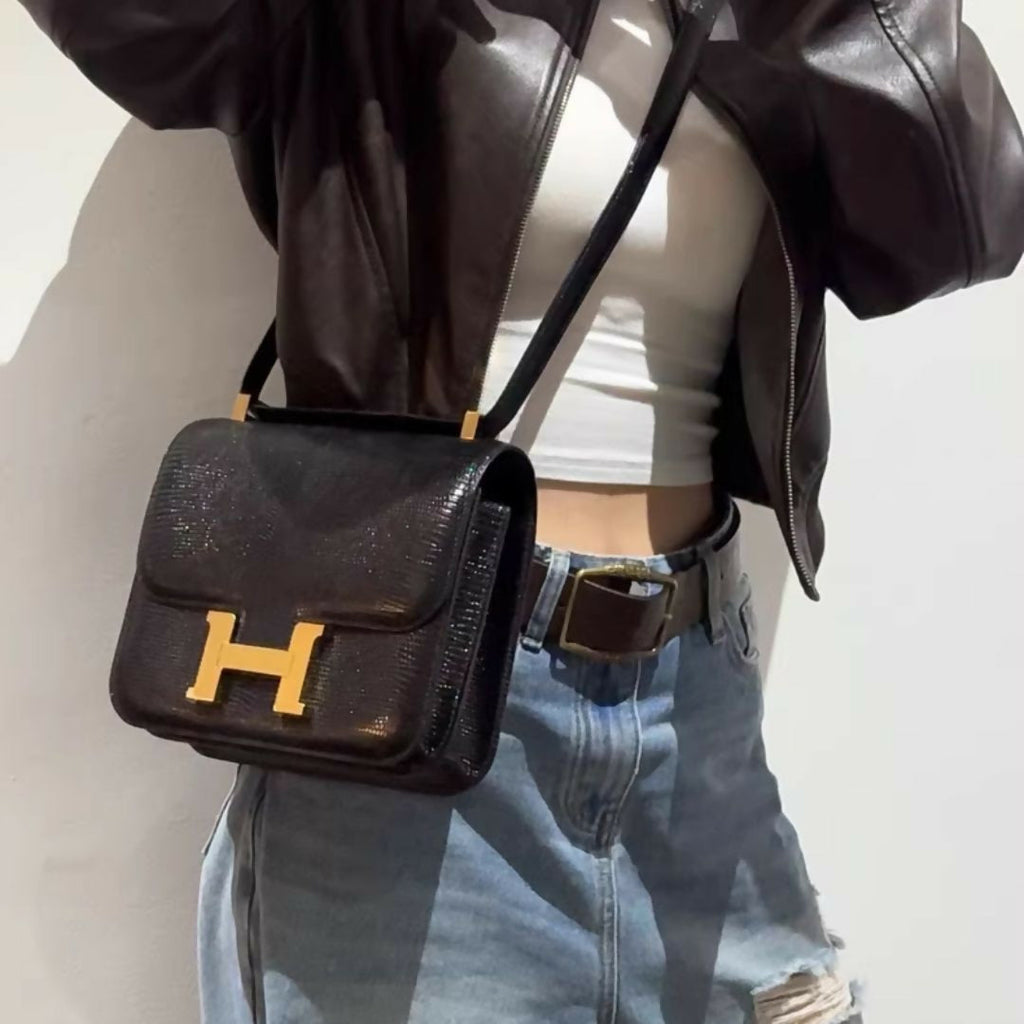 Hermès Constance 24 Black Lizard leather with Gold Hardware