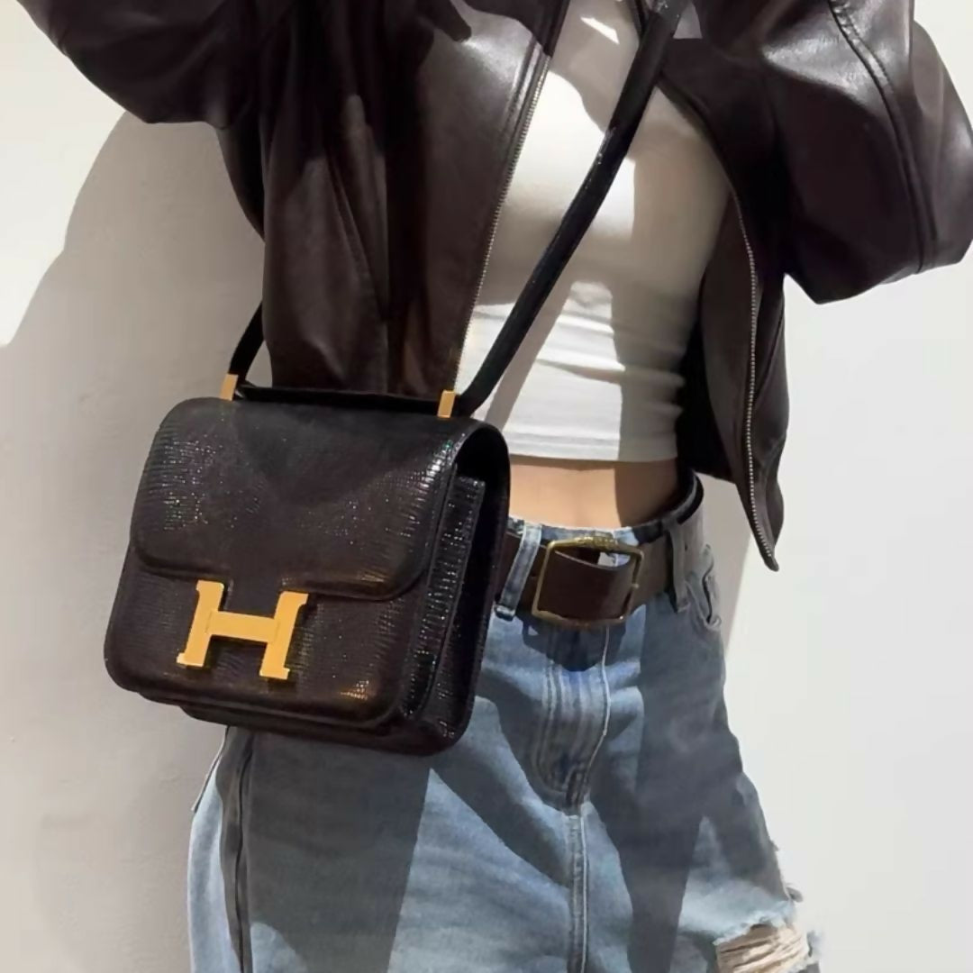 Hermès Constance 24 Black Lizard leather with Gold Hardware