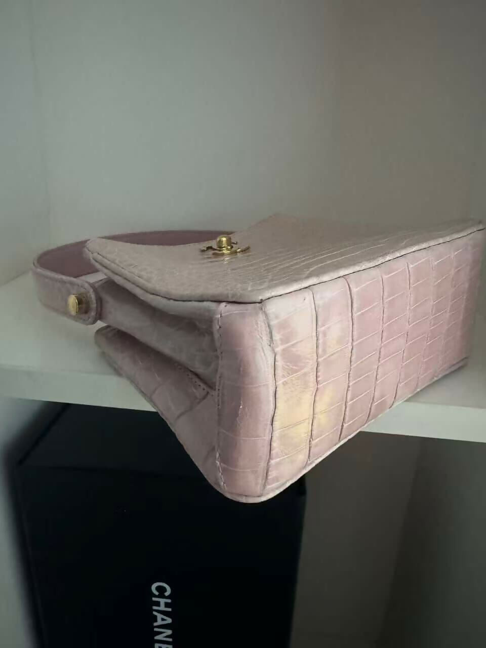 Chanel Vintage Crocodile Top Handle Mini Flap Bag