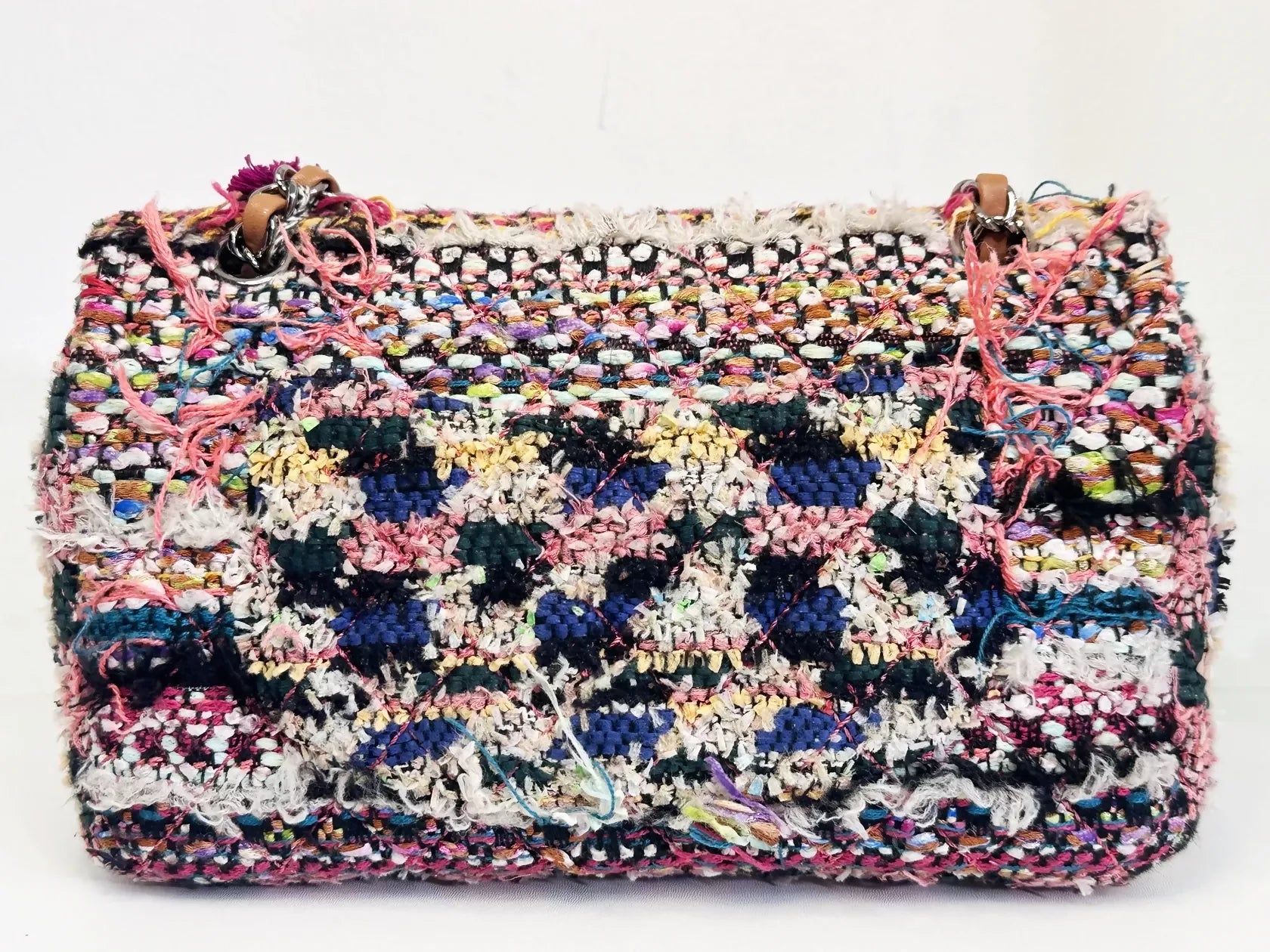 Chanel Pom Pom CC Quilted Tweed Medium Flap Bag with Ruthenium Hardware