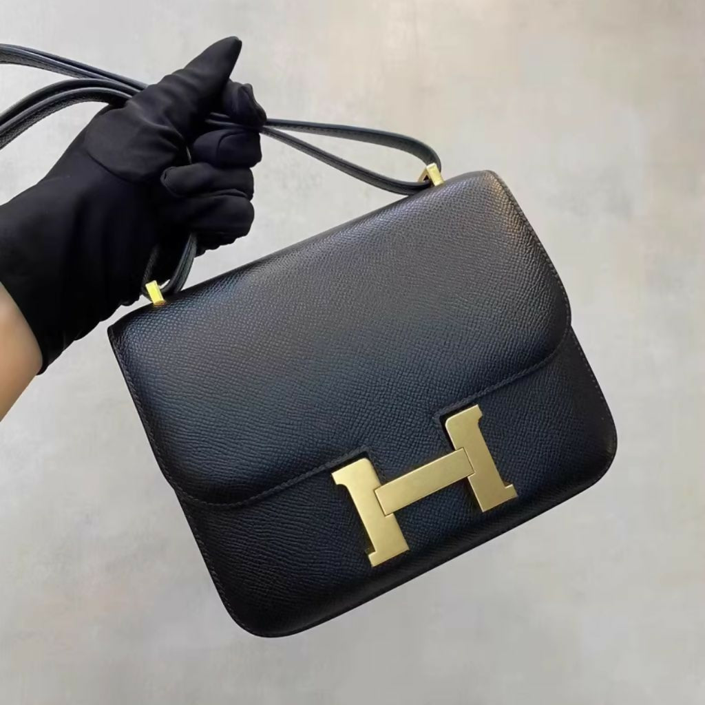 Hermes Mini Constance Black Epsom Leather Gold Hardware