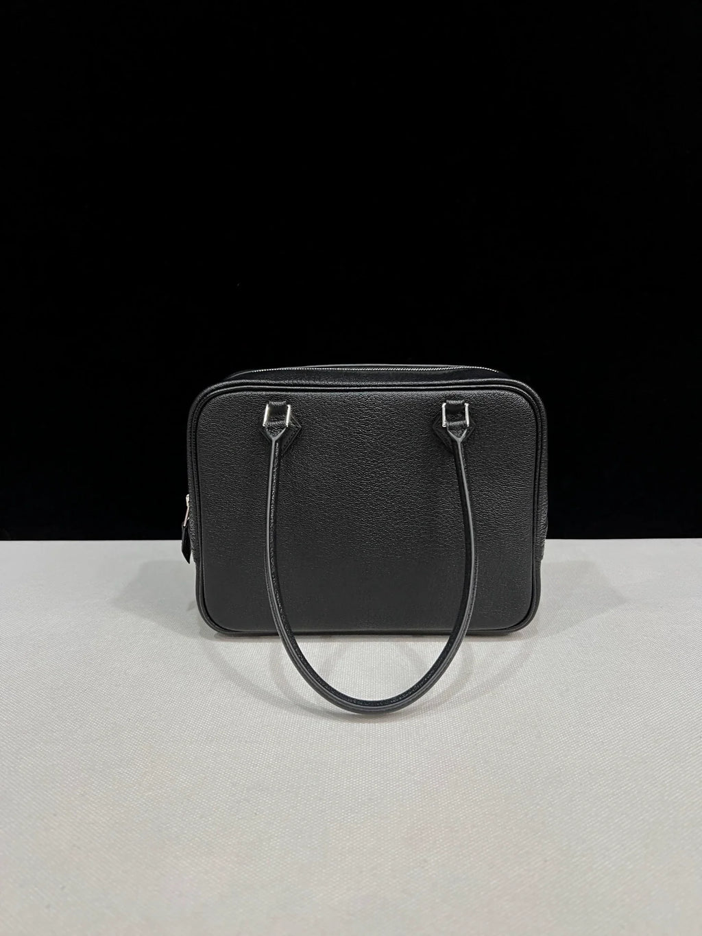 Hermes mini plume black leather palladium hardware