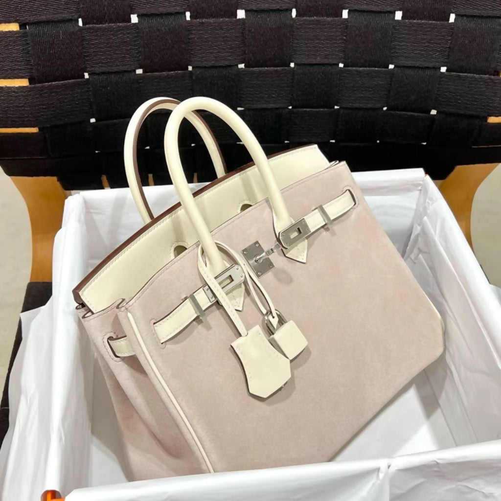 Hermes Birkin 25 Nata/Glycine Grizzly/Swift leather Palladium Hardware