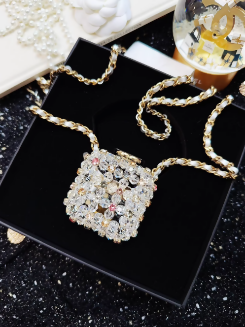 chanel 23C Rainbow Strass, Clear Crystal Embellished Micro Mini CC Evening Bag Gold Hardware