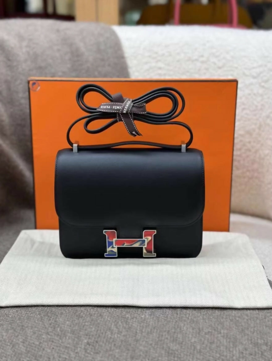 Hermès Constance 19 black swift marble lock
