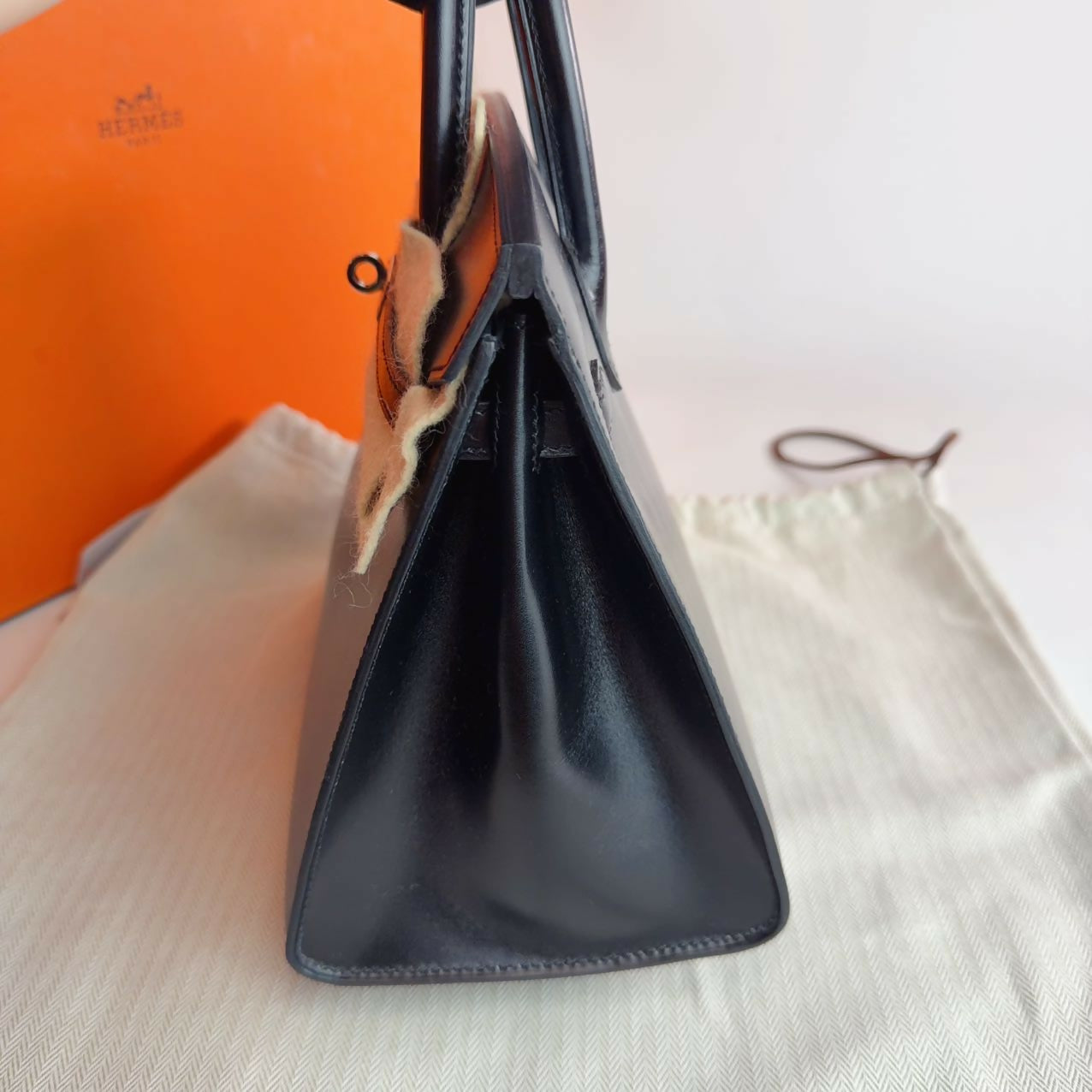 Hermes Birkin 25 black box leather Phw stamp W