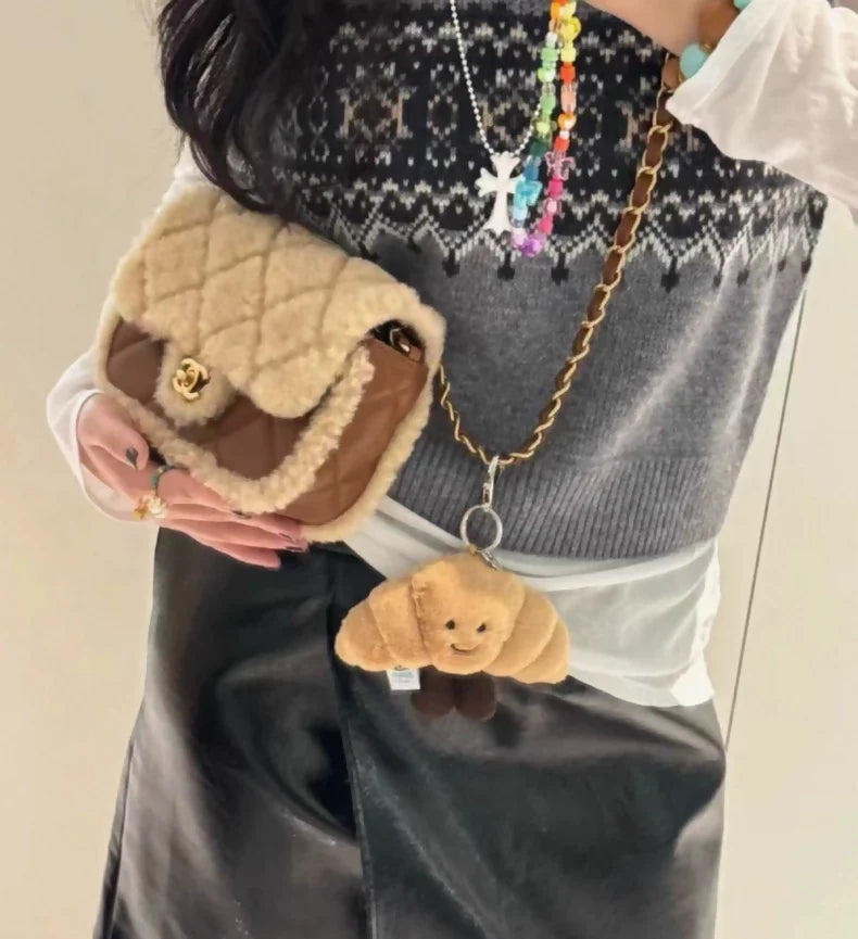 Chanel 24 brown shearling Mini CF bag