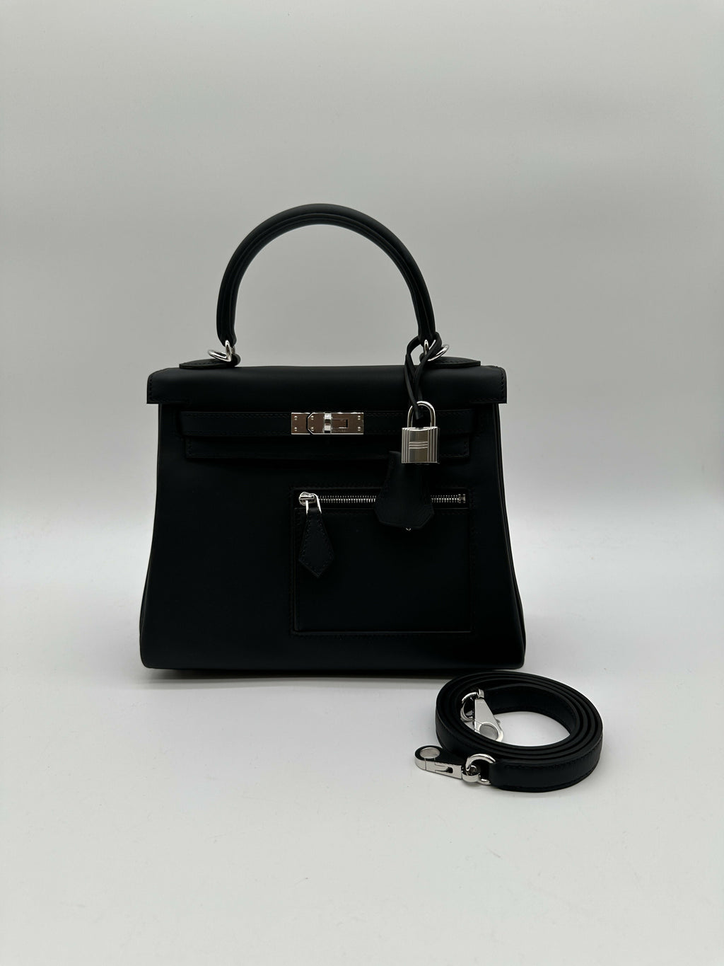 Hermès Kelly 25 colormaric Black PHW Stamp K