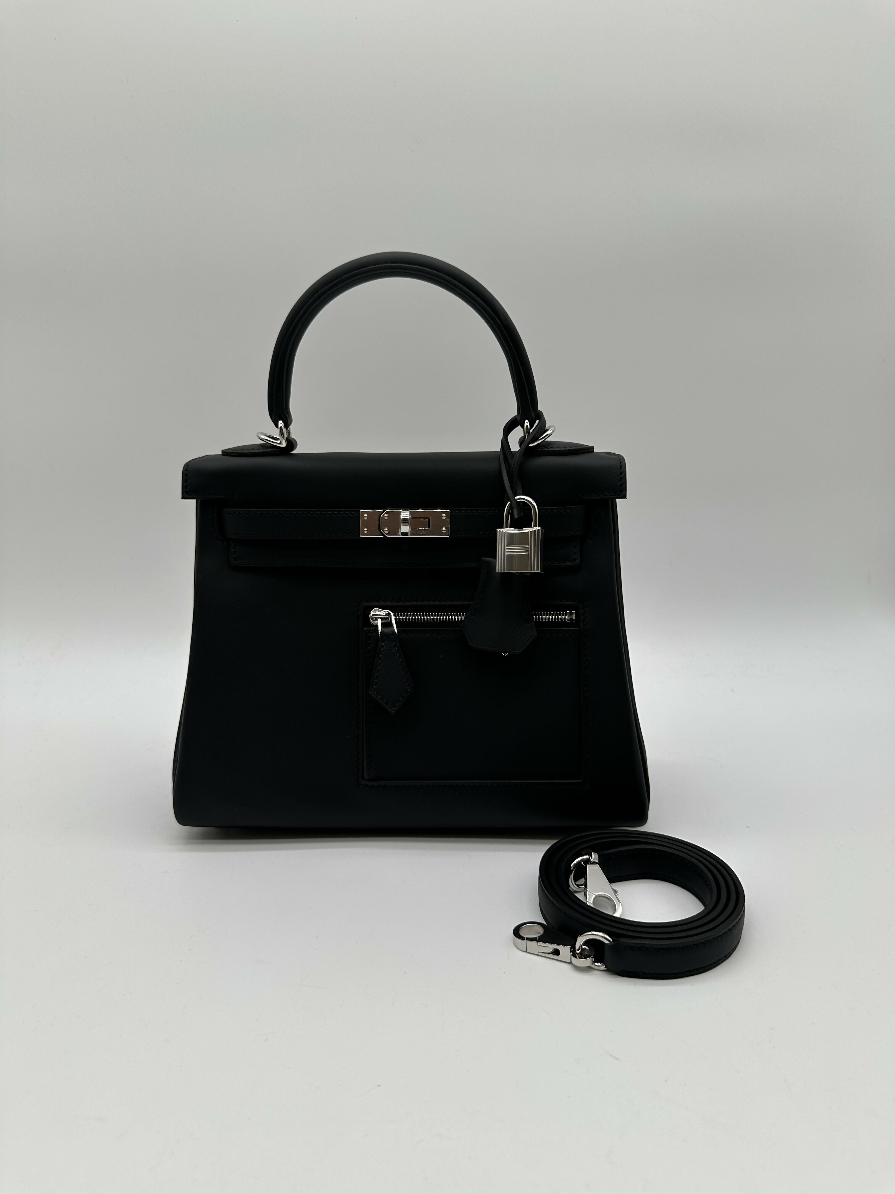Hermès Kelly 25 colormaric Black PHW Stamp K