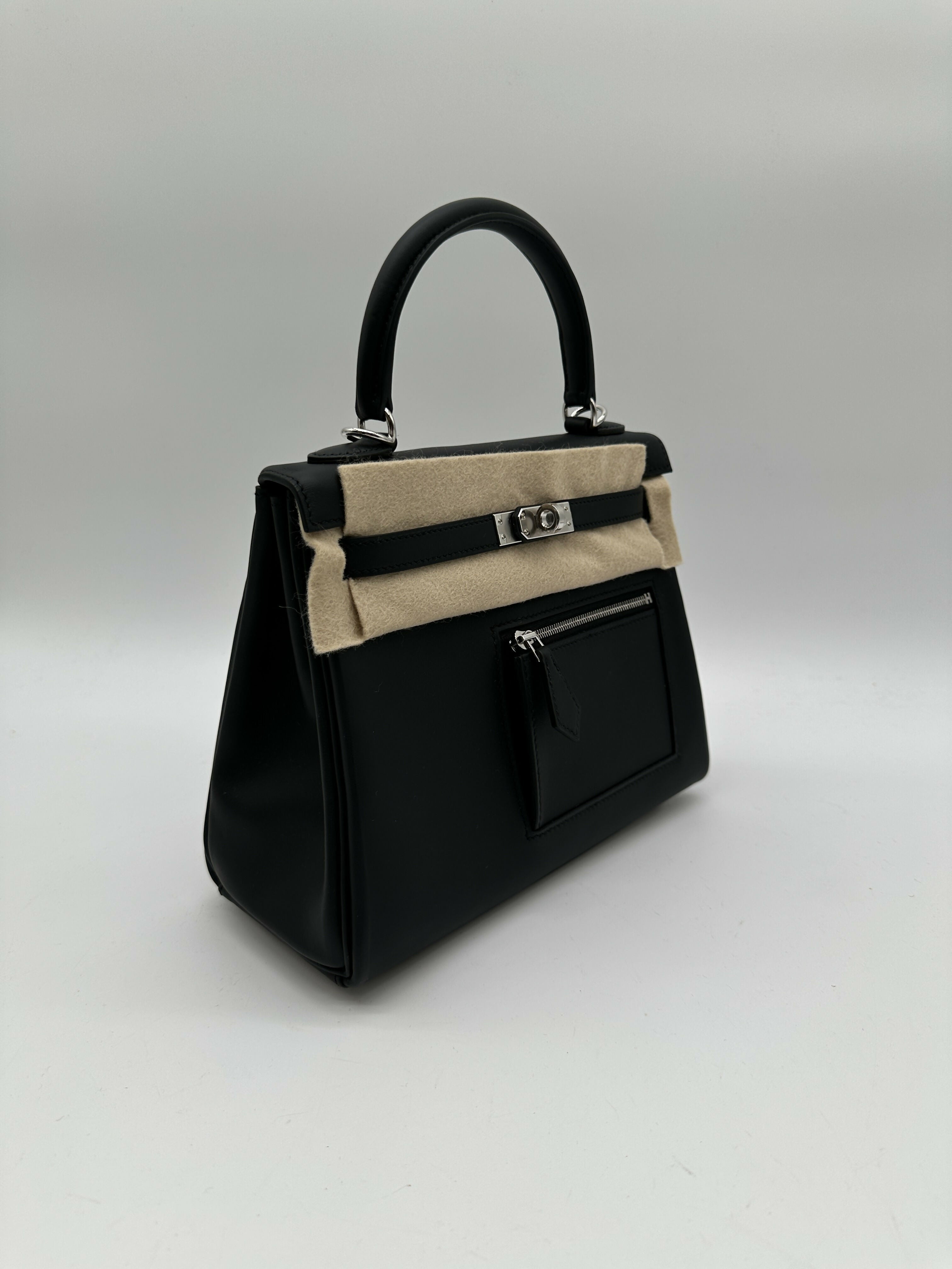 Hermès Kelly 25 colormaric Black PHW Stamp K