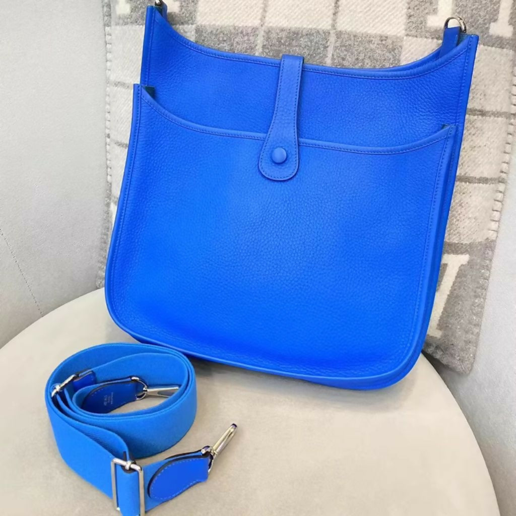 Hermes Evelyne 29 blue Togo leather Palladium hardware