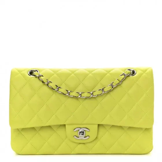 Chanel 21S Yellow Neon Lambskin Medium Classic Flap Bag