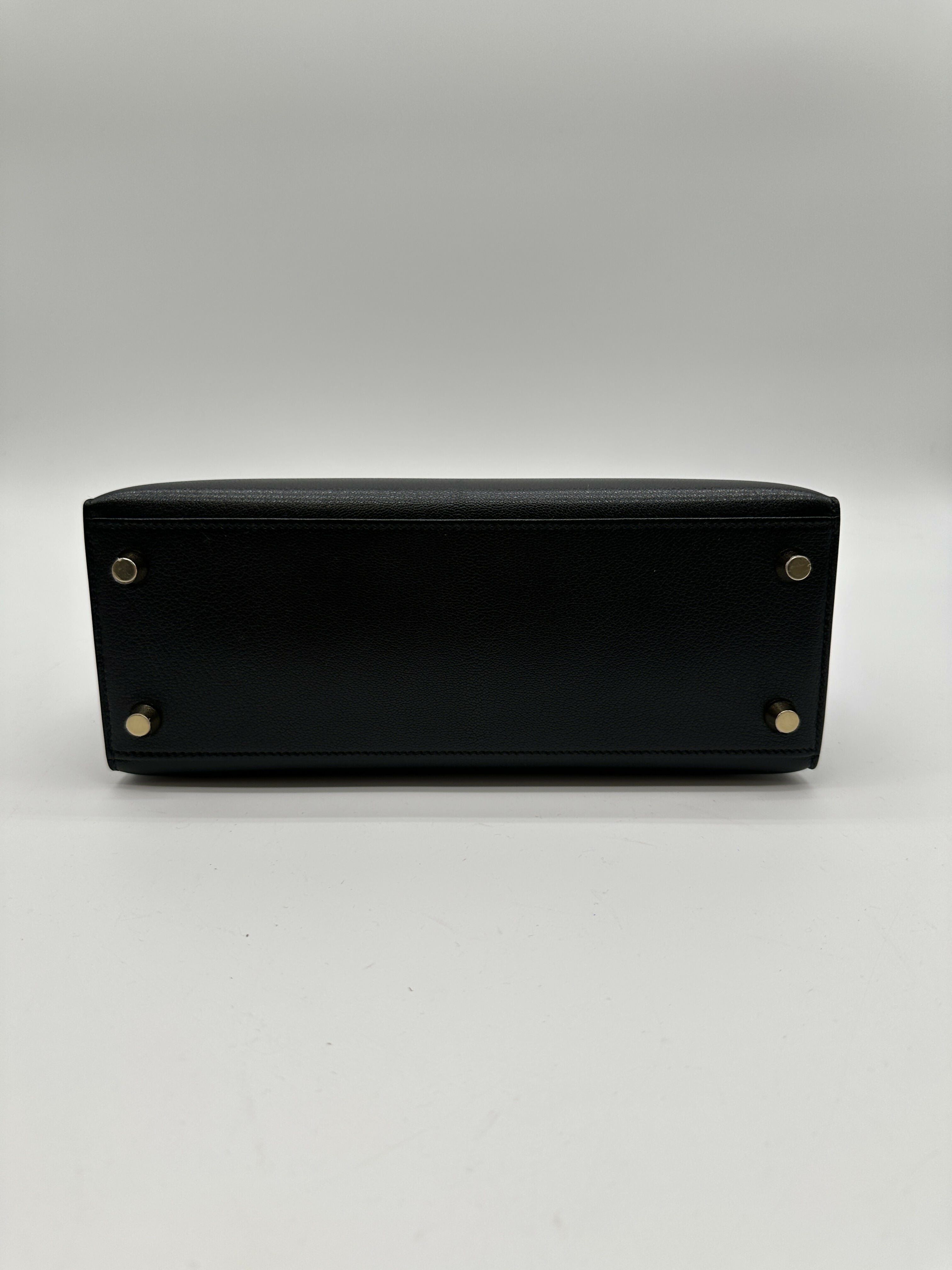 Hermes Kelly 25 Chevre mysore black ghw stamp K