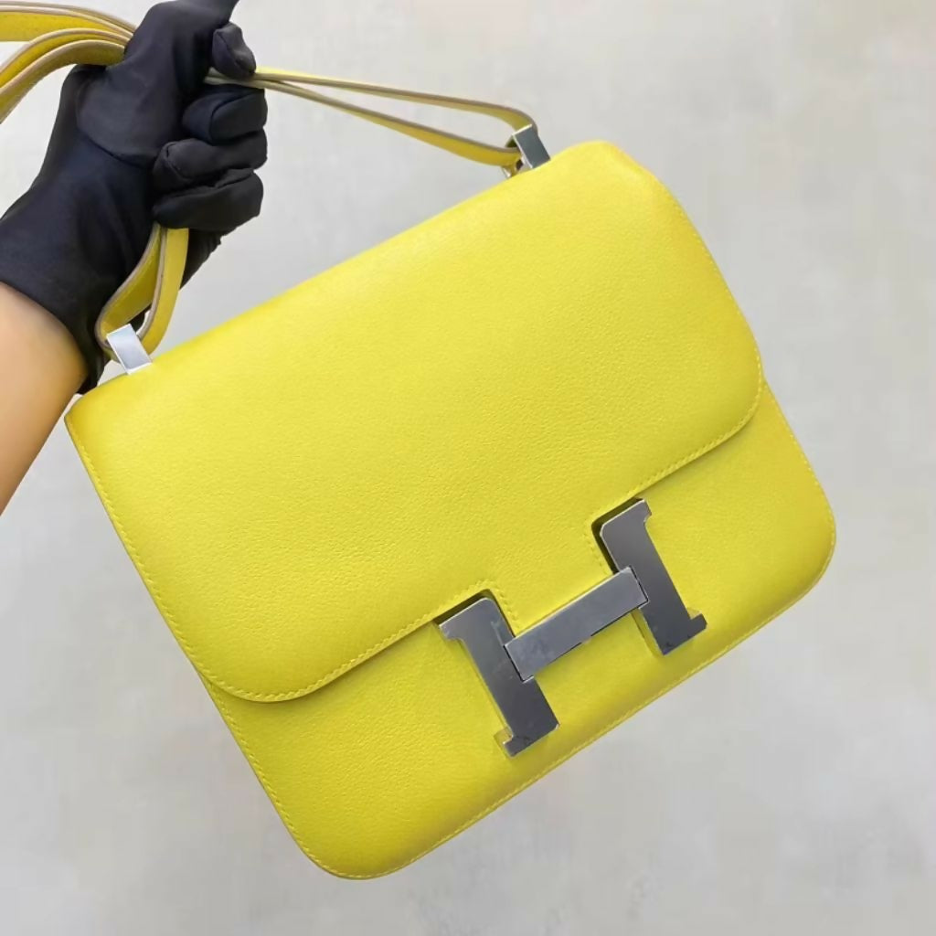 Hermes Constance 24 9R lime Swift Leather Palladium Hardware
