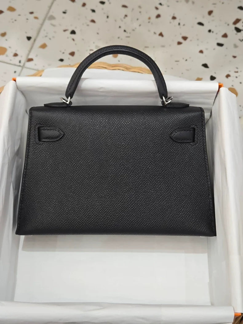 Hermès Mini Kelly 20 Black Epsom Leather Palladium hardware