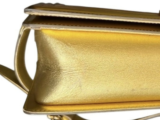 Chanel 2017 New Medium Boy Metallic Gold Patent Calfskin Leather GHW