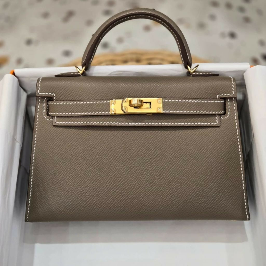 Hermès Mini Kelly II Etoupe with Gold Hardware