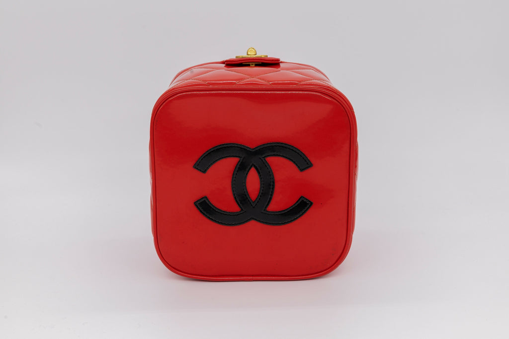 Chanel 1995 Spring/Summer Barbie Collection Chanel Red Patent Top Handle Vanity Bag