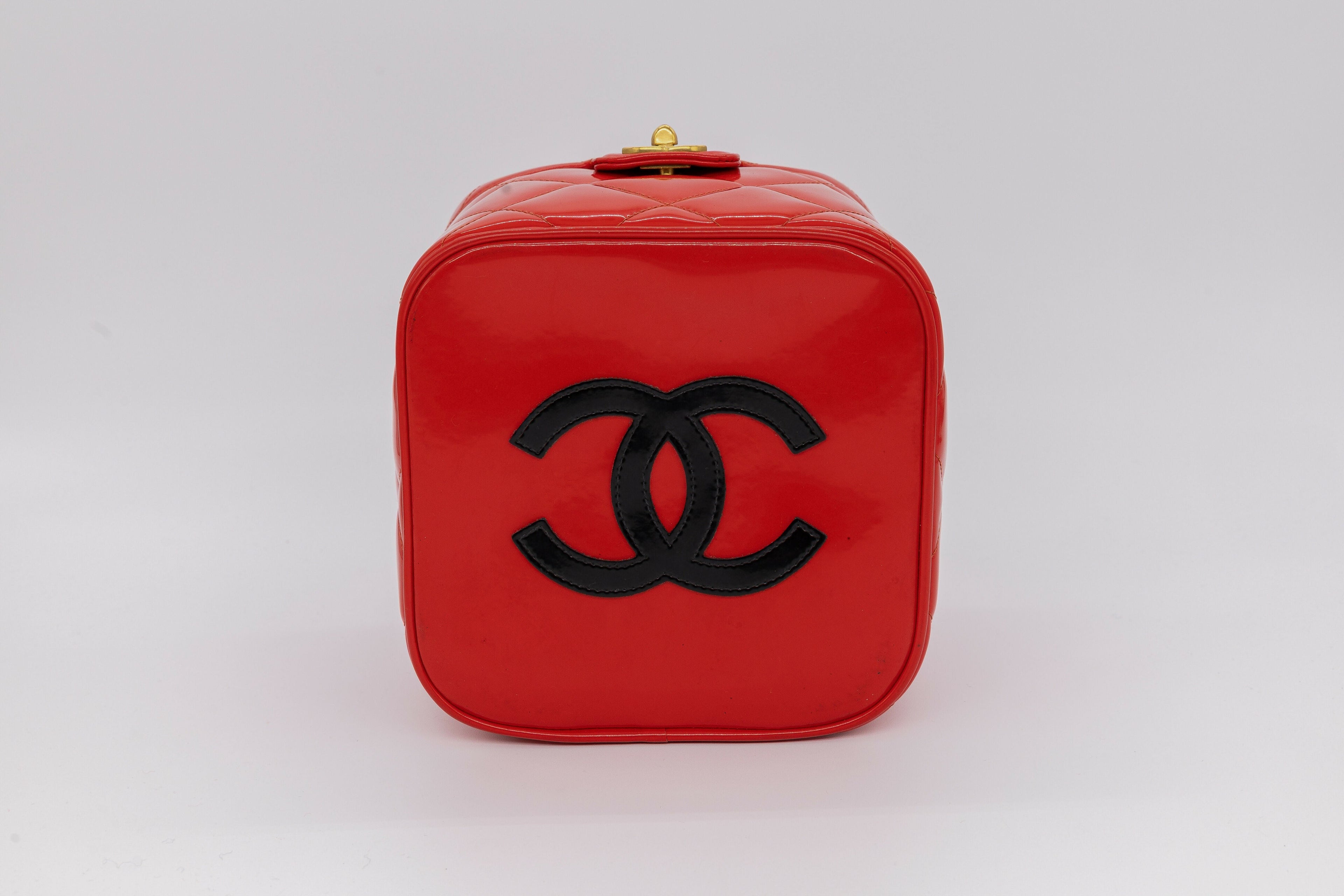 Chanel 1995 Spring/Summer Barbie Collection Chanel Red Patent Top Handle Vanity Bag