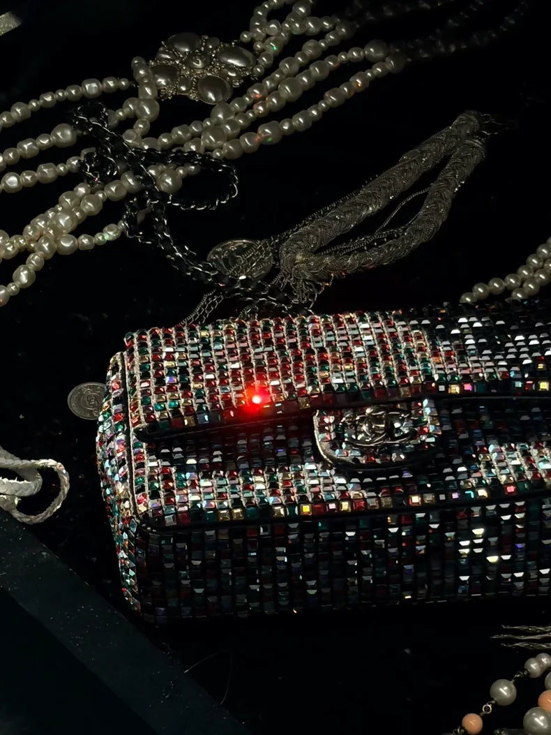 Chanel 23A mini flap CF Chain with Colored Crystals