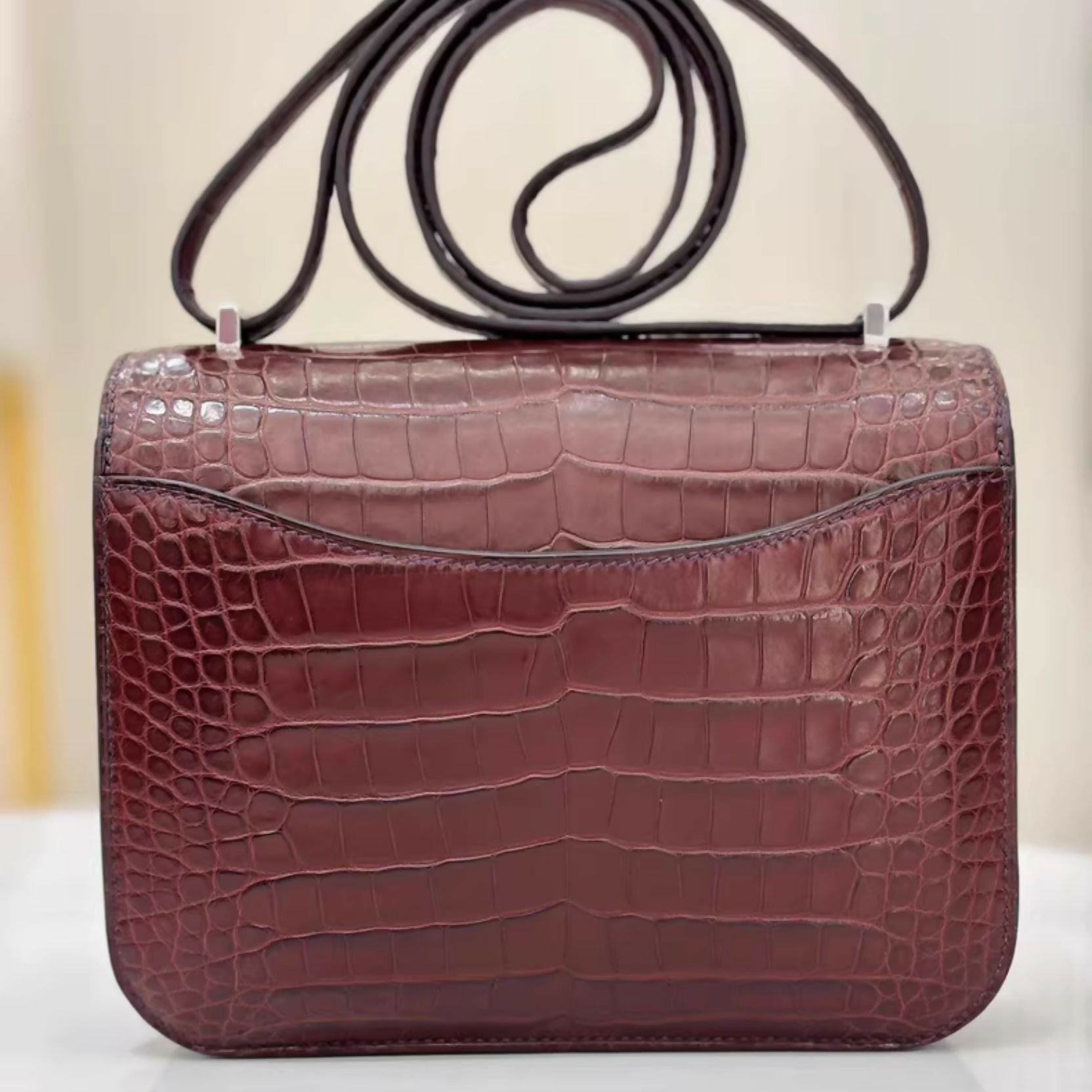 Hermès Constance 19 Havana Matte Crocodile leather palladium hardware