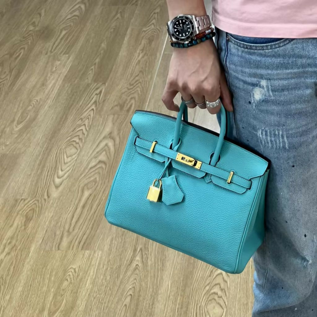 Hermès Birkin 25 3P Bleu Atoll Togo Leather Gold hardware