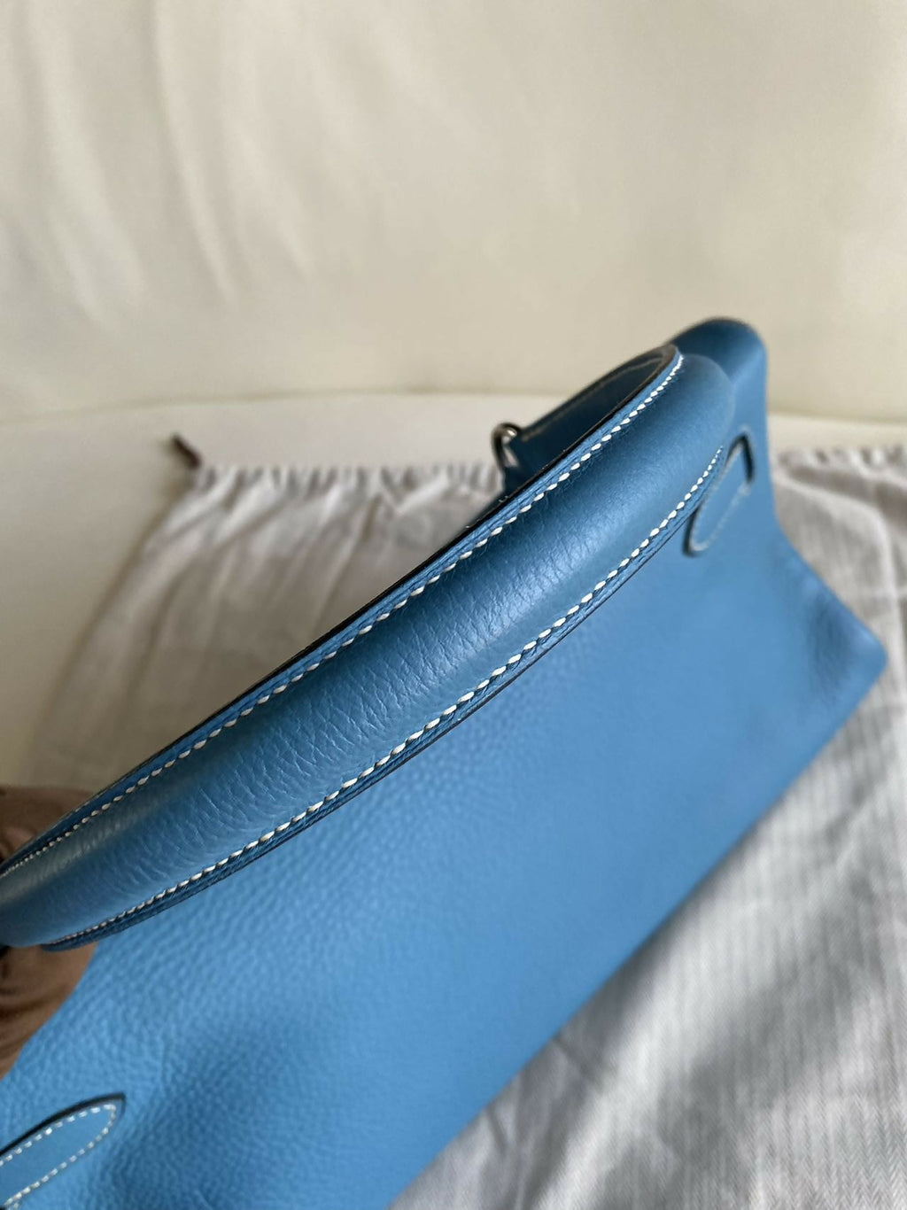 Hermes Vintage Kelly shoulder fringe in denim blue