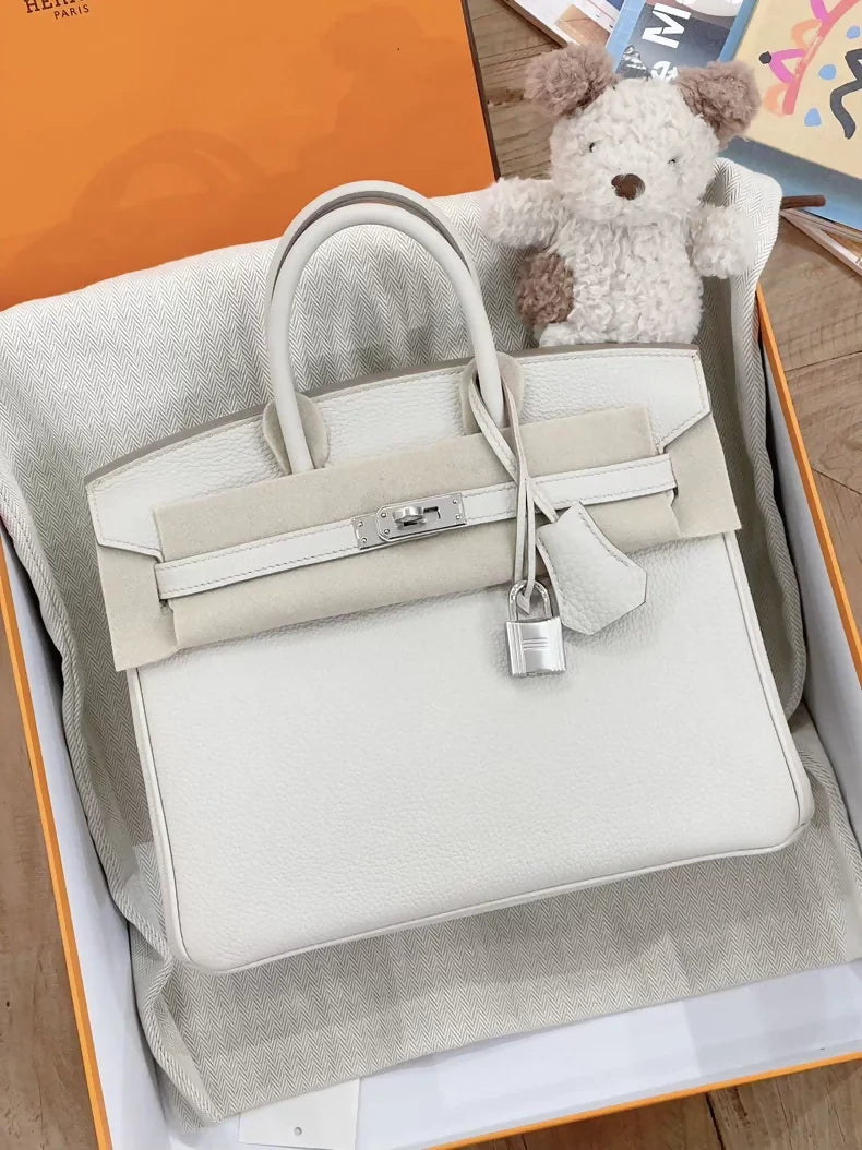 Hermès Birkin 25 White Beton 8L Togo Leather Palladium hardware