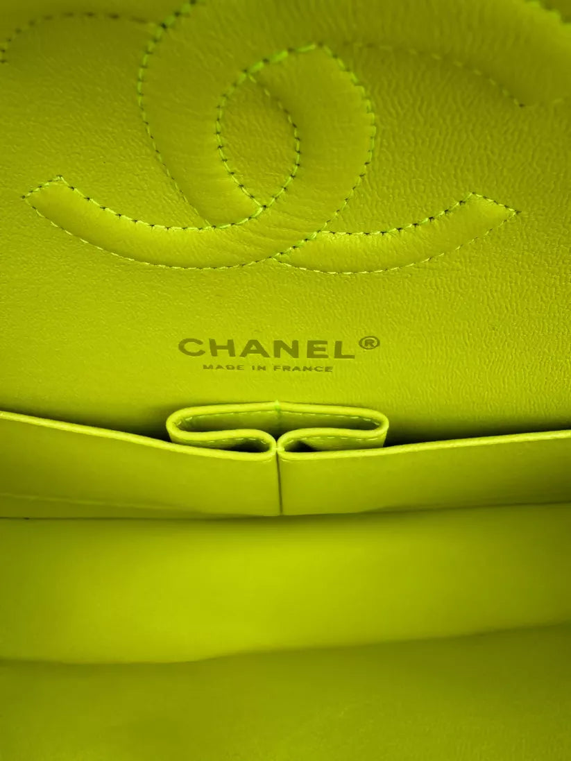 Chanel 21S Yellow Neon Lambskin Medium Classic Flap Bag