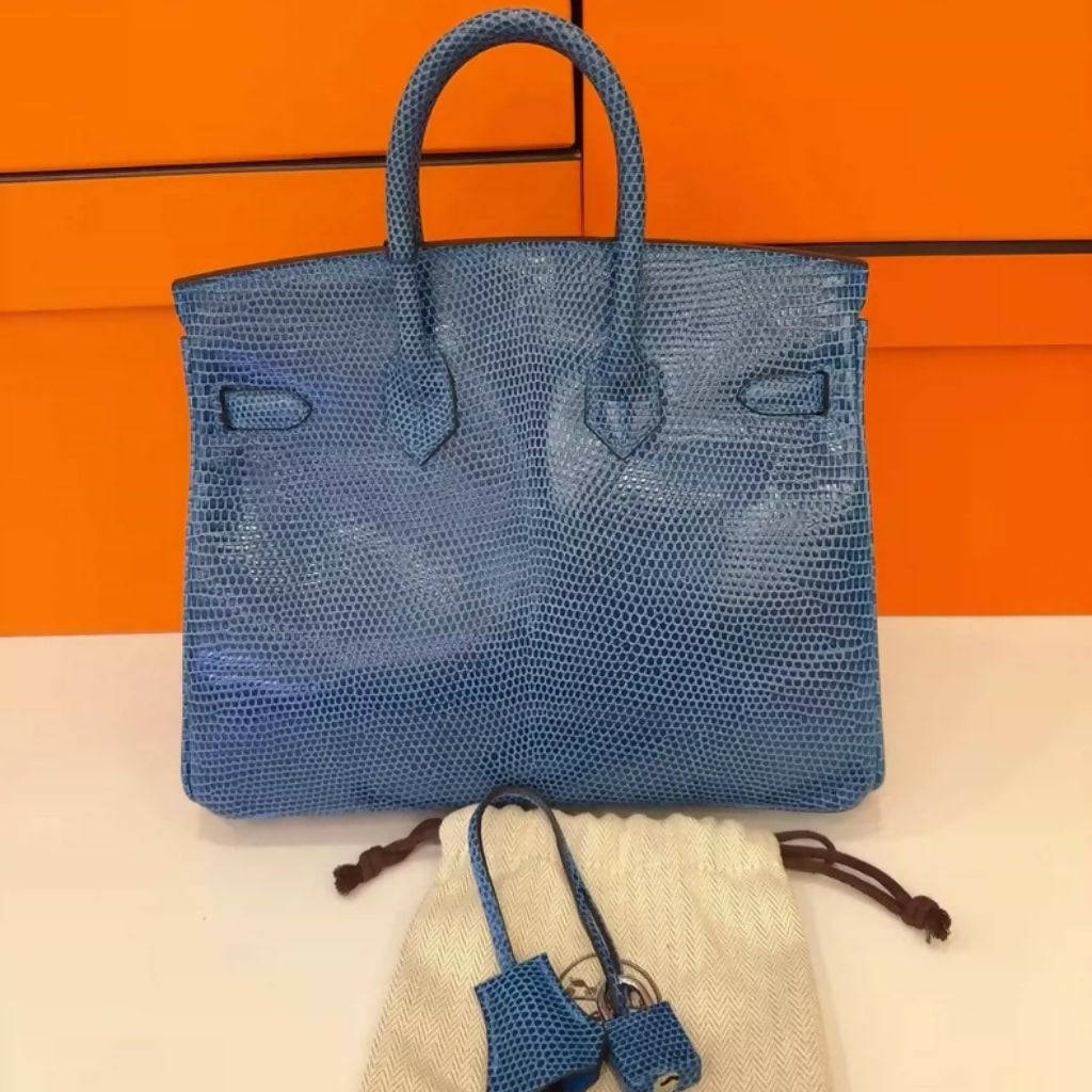 Hermès Birkin 25 Blue Lizard Leather with palladium hardware