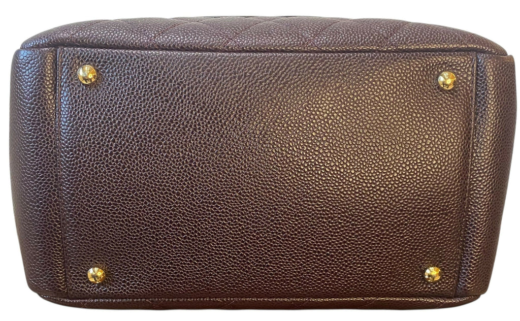 Chanel PPT Dark Chocolate Brown Quilted Caviar Leather Petite Timeless Shopping Tote Bag GHW