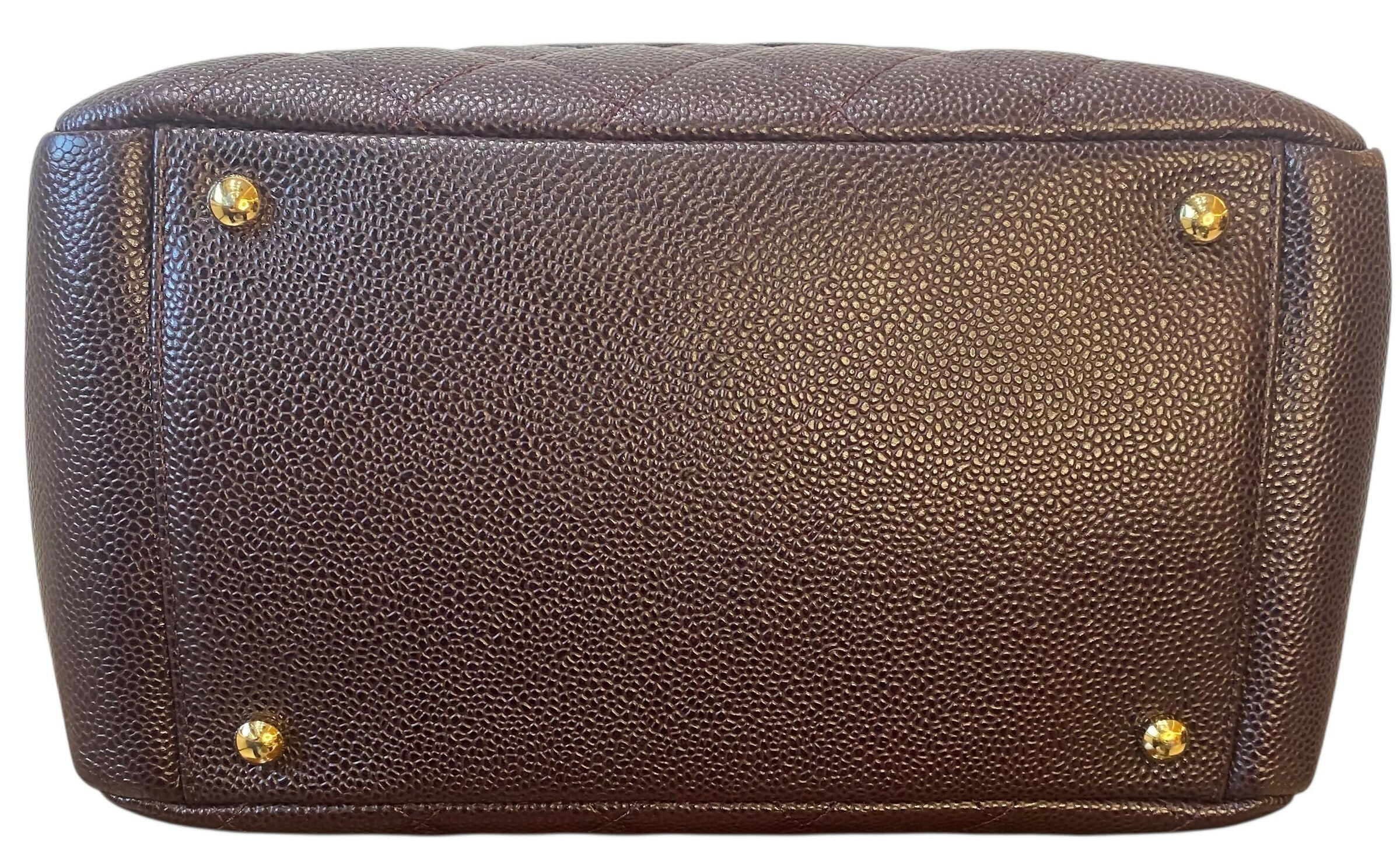 Chanel PPT Dark Chocolate Brown Quilted Caviar Leather Petite Timeless Shopping Tote Bag GHW