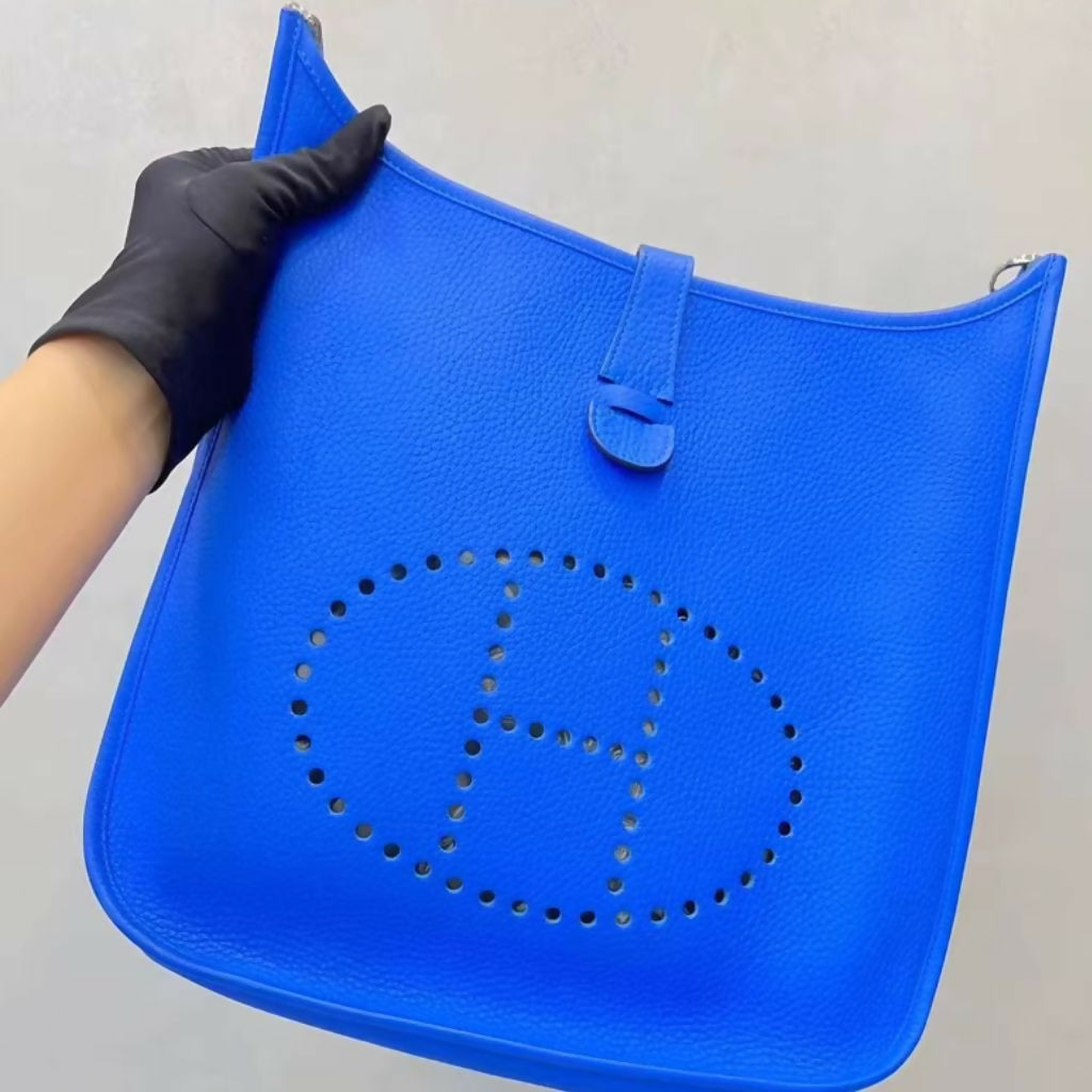 Hermes Evelyne 29 blue Togo leather Palladium hardware
