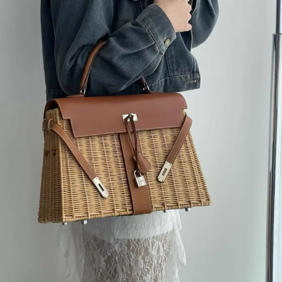 Hermès Kelly 35 Picnic in Saddle Leather with palladium Hardware