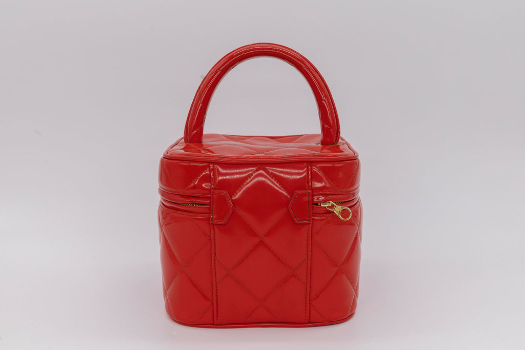Chanel 1995 Spring/Summer Barbie Collection Chanel Red Patent Top Handle Vanity Bag
