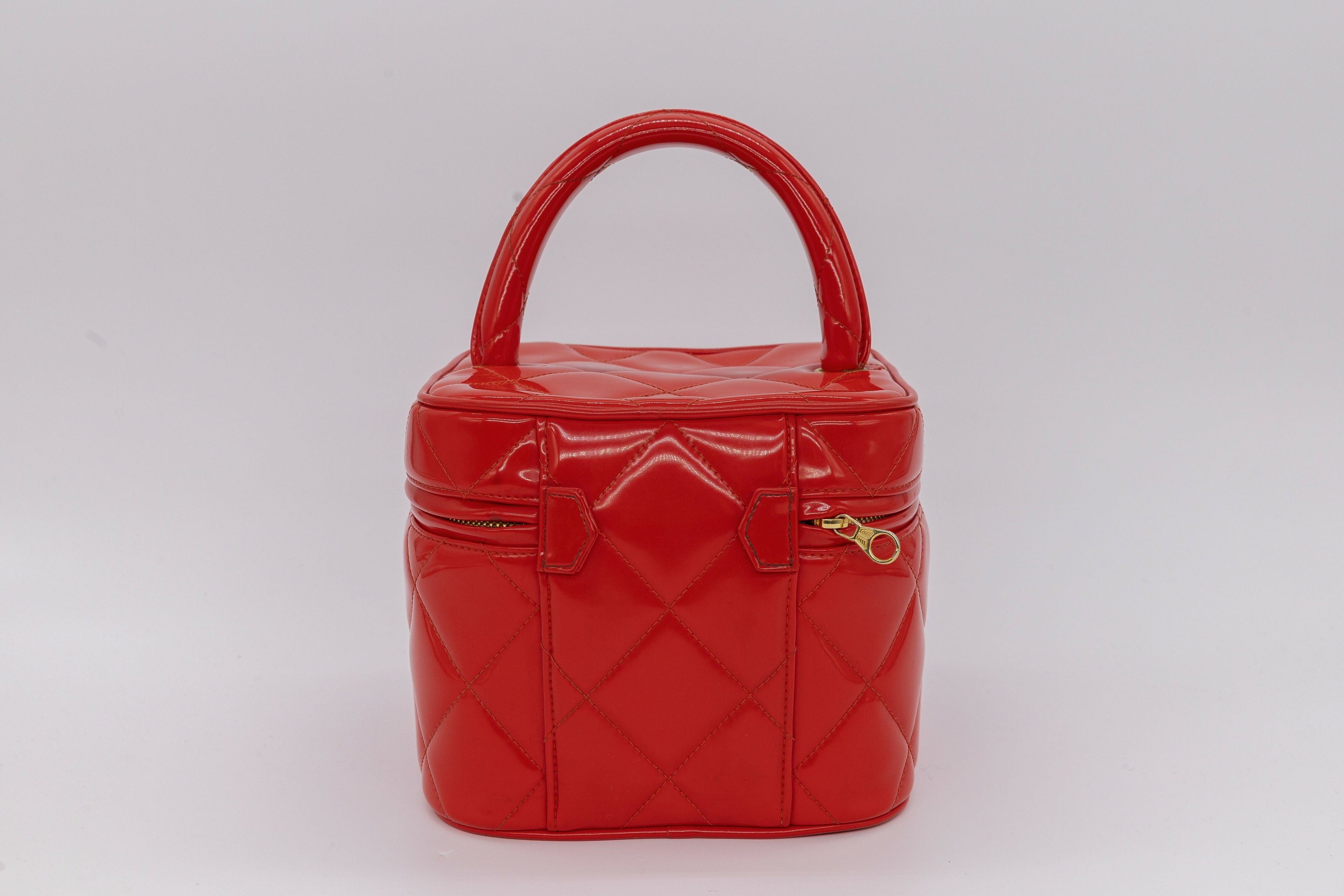 Chanel 1995 Spring/Summer Barbie Collection Chanel Red Patent Top Handle Vanity Bag