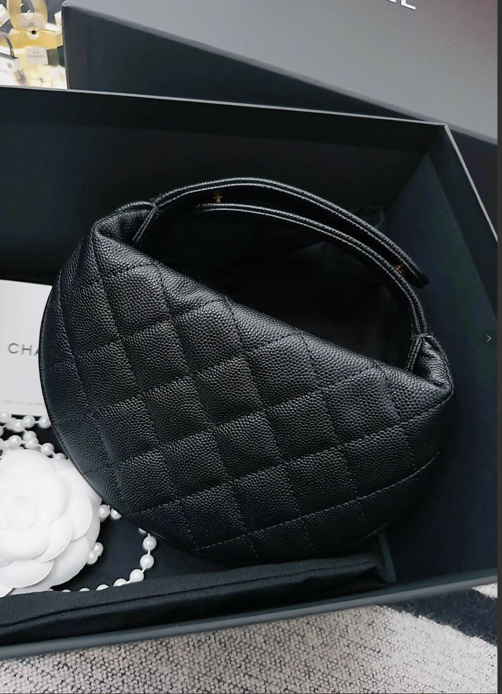 Chanel 23B black & gold hula hoop bag