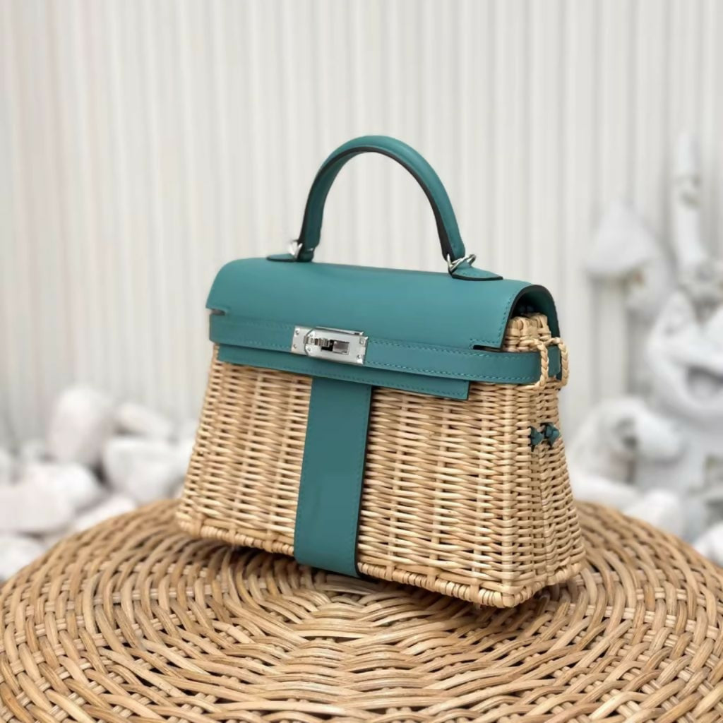 Hermès Mini Kelly Picnic Green Swift Leather with Palladium hardware