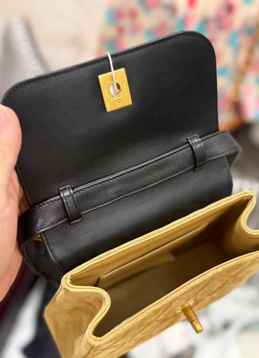 Chanel 25A leather & suede square flap bag