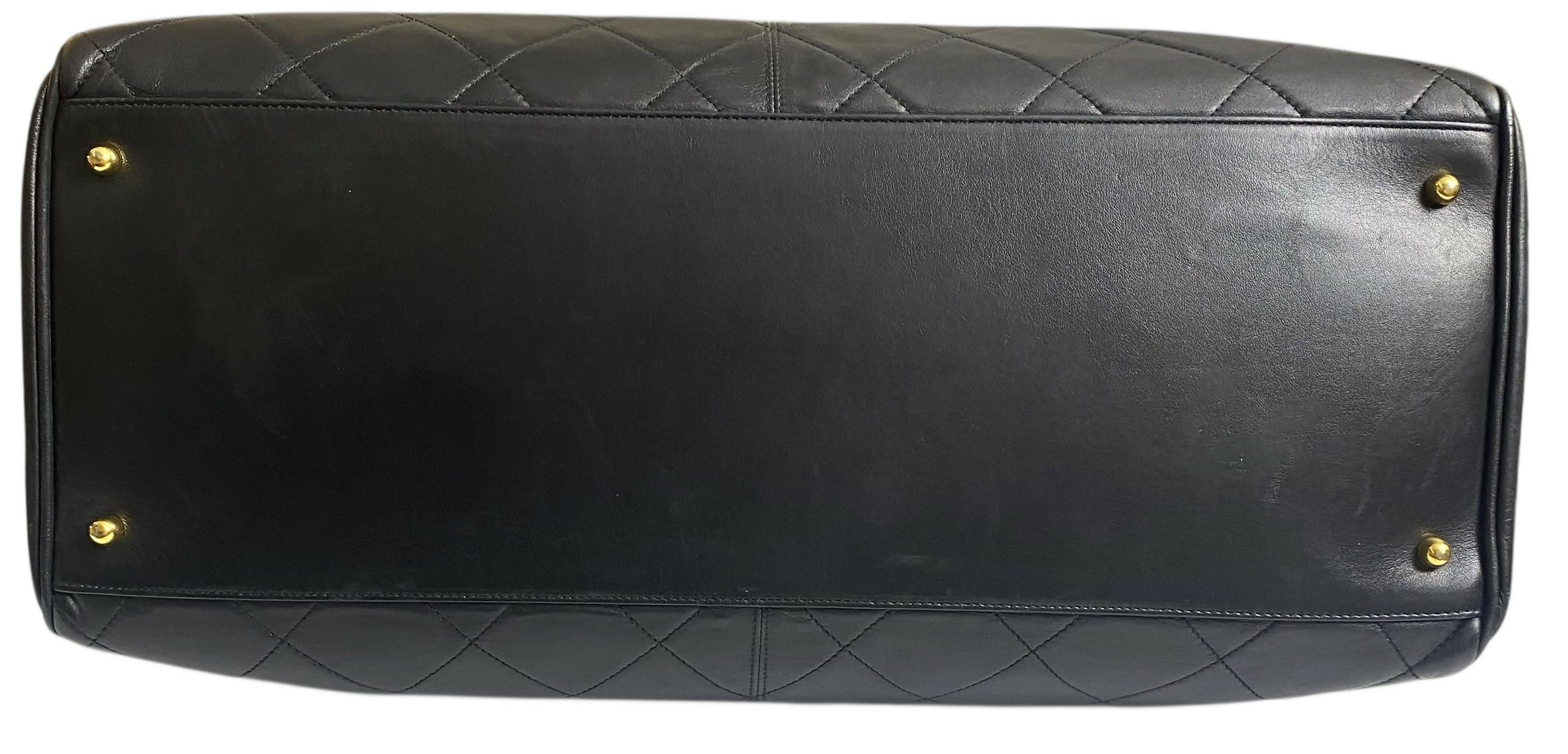Chanel Vintage Supermodel 90’s Black XL Quilted Weekender Tote Bag 24K Gold Hardware