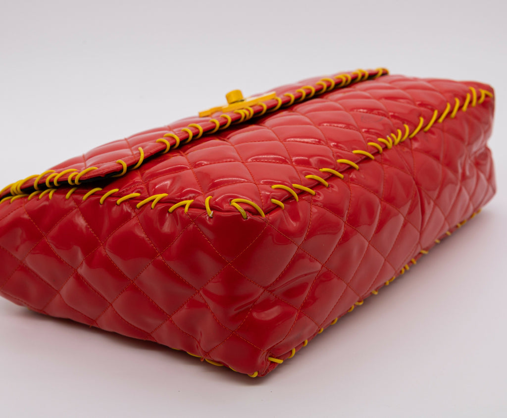 Chanel Vintage 1994 Fall/Winter Red Vinyl Maxi Flap Bag