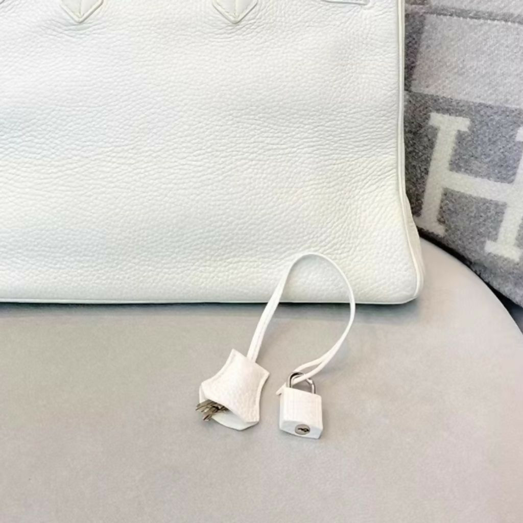 Hermes birkin 35 01 White Togo Leather Palladium hardware