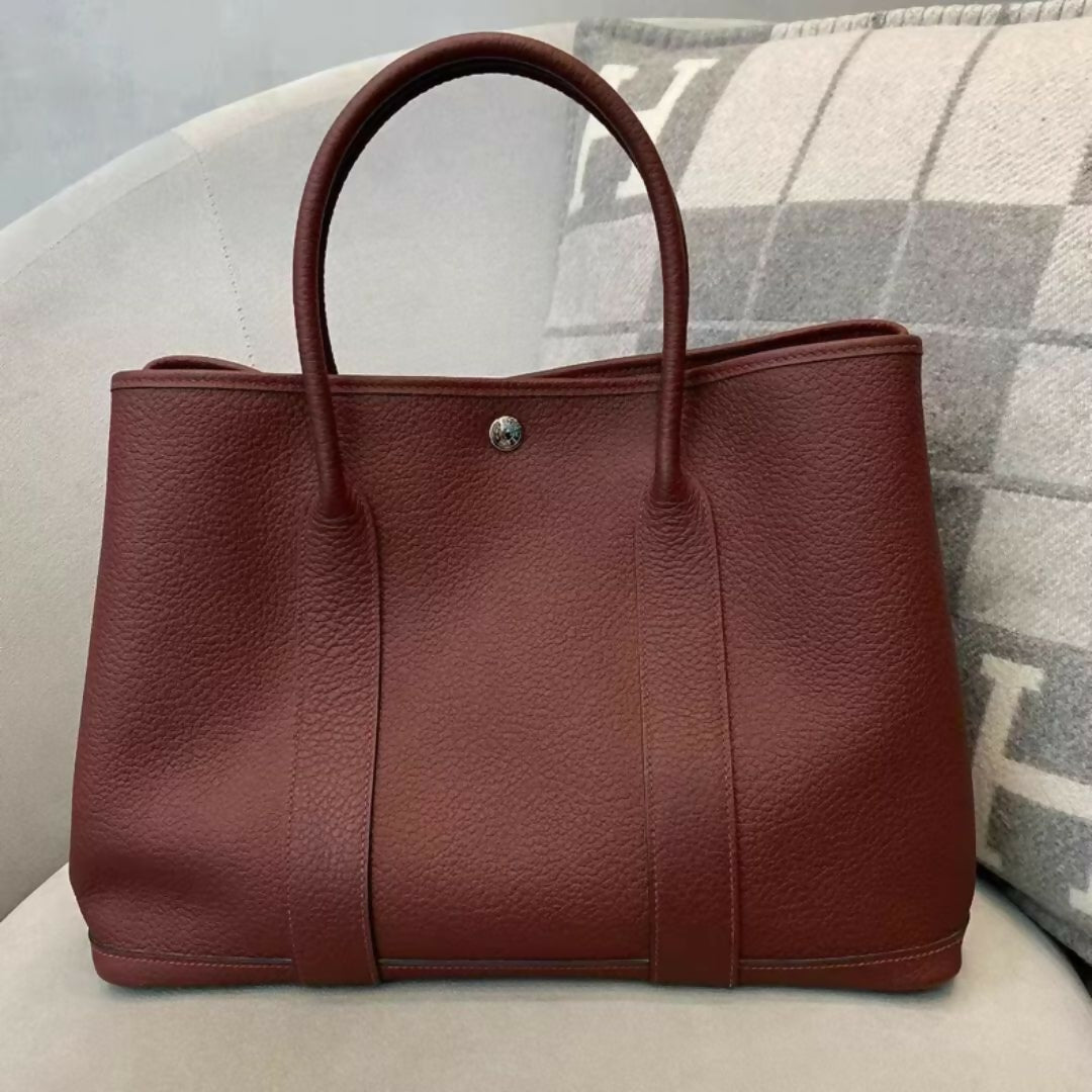 Hermès Garden Party 36 Bordeaux Red Tote Bag with palladium hardware
