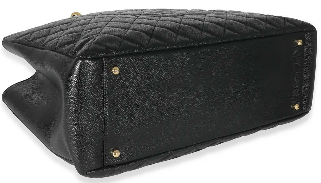 Chanel Black Caviar Quilted XL Grand Shopping Tote GST Gold Hardware